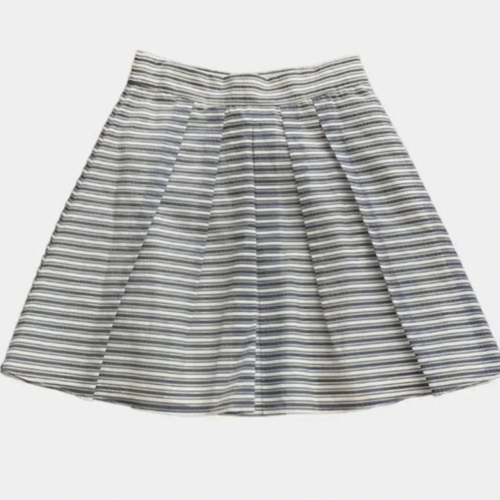 J. Crew Navy and White Striped A-Line Skirt